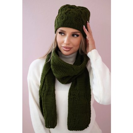 Dámska súprava so šálom Michalina K415 khaki