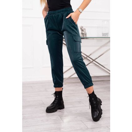 Tmavozelené cargo nohavice