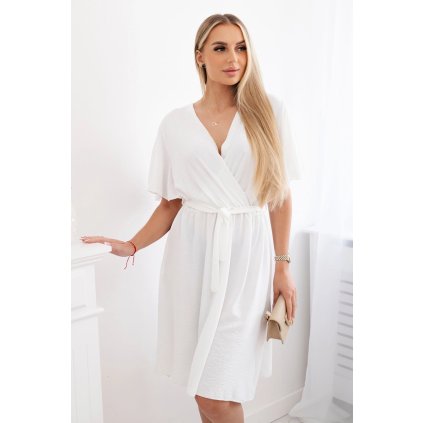 Šaty s prekríženým výstrihom ecru