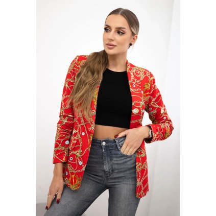 Bavlnené sako s farebnou potlačou červené