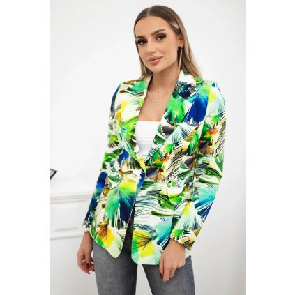 Bavlnené sako na gombík s potlačou zelené