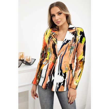 Bavlnené sako na gombík s potlačou v ťaviej farbe