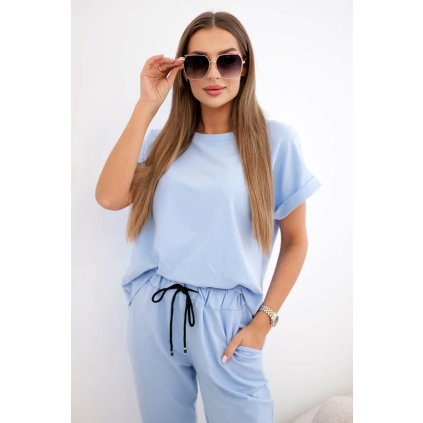 Bavlnený komplet blúzka + nohavice modré