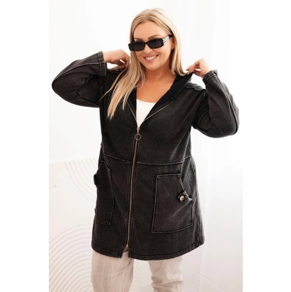 Dámska mikina Plus Size s kapucňou a vreckami čierna