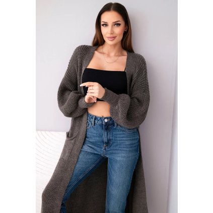 Dlhý kardigan sveter cappuccino