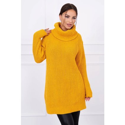 Sveter, šaty s rolákom horčicová