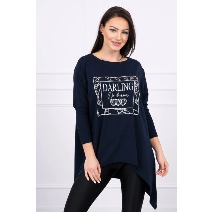 Tunika s potlačou Darling tmavomodrá S/M - L/XL
