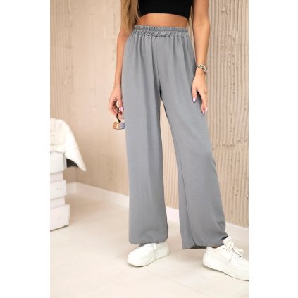 Nohavice so širokou nohavicou tmavosivé