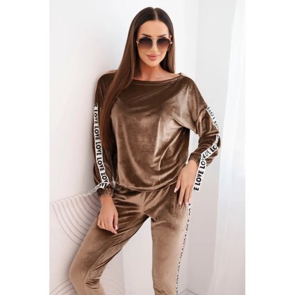 Velúrová súprava Love hnedá