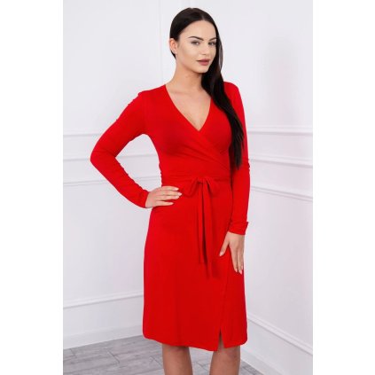 Zavinovacie šaty s viazaním v páse červené