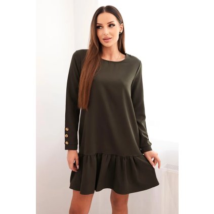 Šaty s volánom khaki