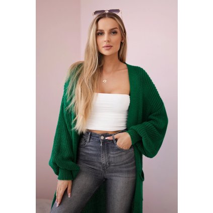 Dlhý kardigán sveter zelený