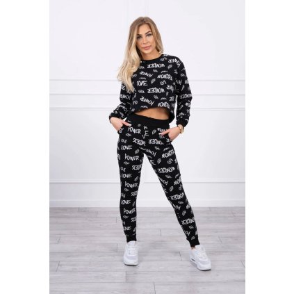 Súprava s nápismi čierna