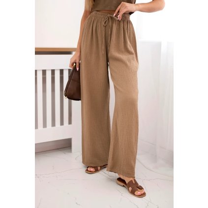 Široké mušelínové nohavice ťavie
