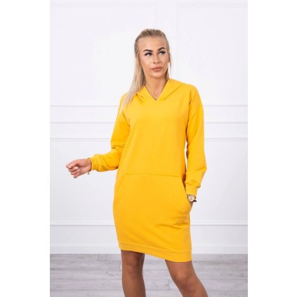 Šaty s kapucňou horčicová