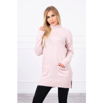 Svetrový rolák svetlo púdrová ružová