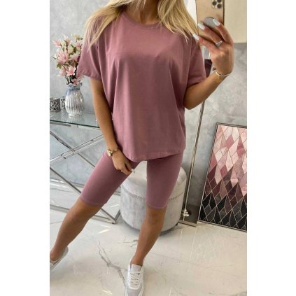Súprava top+legíny tmavoružová