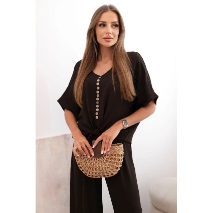 Súprava blúzky s nohavicami hnedá