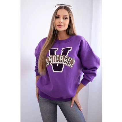 Dámska oversize mikina s nápisom Vanderbilt fialová