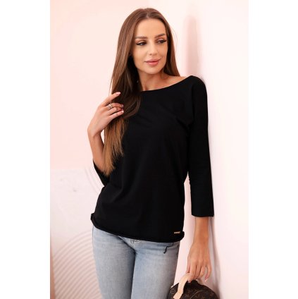 Dámska blúzka s lodičkovým výstrihom čierna