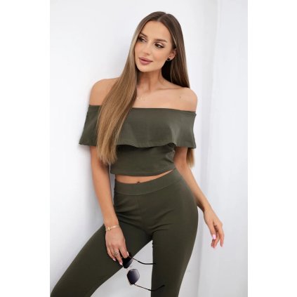 Súprava s volánikom khaki