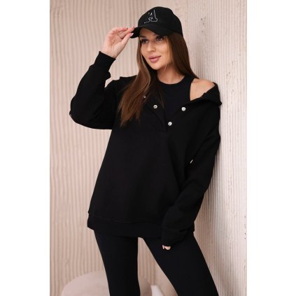 Súprava 3 v 1 mikina, top a legíny čierna