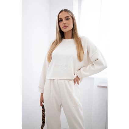 Viskózová súprava Amour mikina + nohavice svetlo béžové
