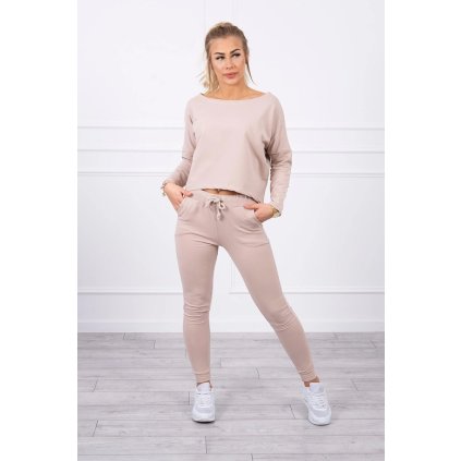 Súprava s oversized béžovou blúzkou