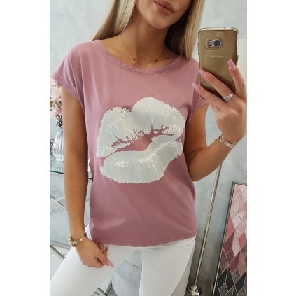 Tmavoružová blúzka s potlačou pier