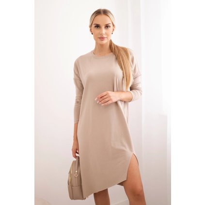 Oversize šaty tmavobéžové
