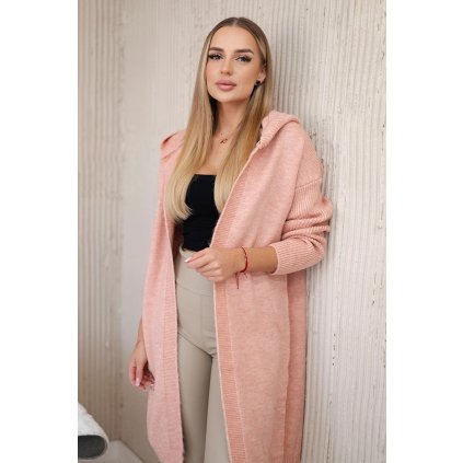Tmavoružový pudrový kardigán s kapucňou