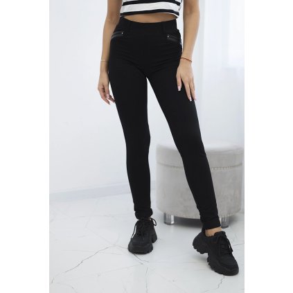 Nohavice s lemovaním na vrecku čierne