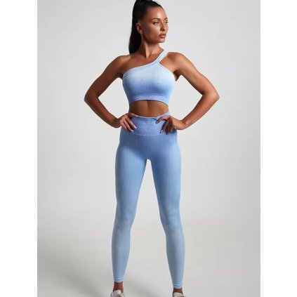 Push-up ombre legíny modro-biele vrubkovane