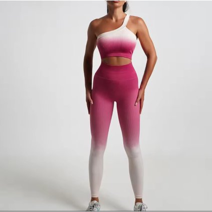 Push-up ombre legíny ružovo-biele vrubkovane