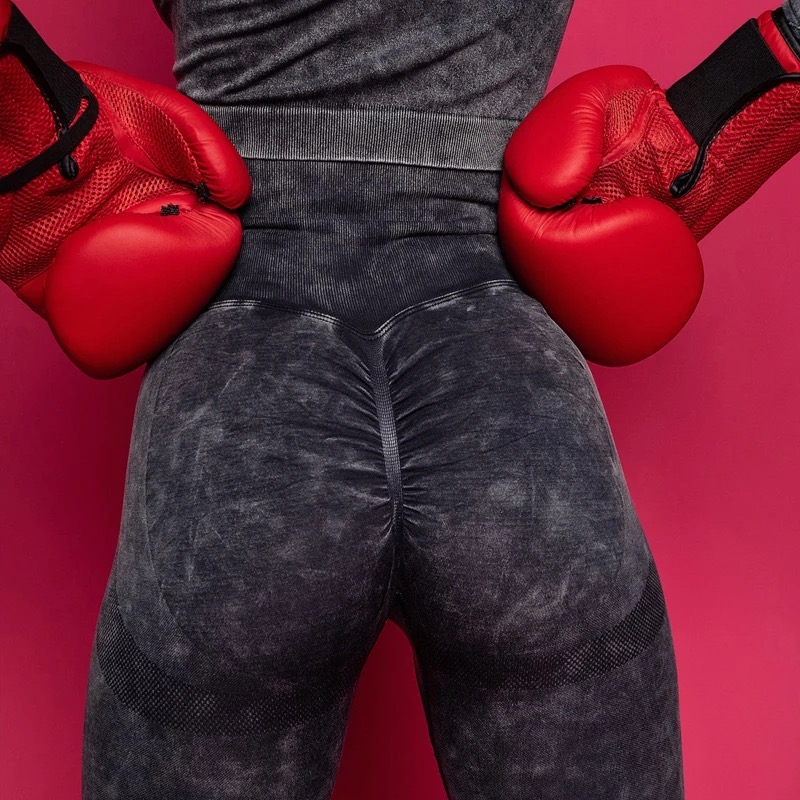 Legínovo Push-up čierny set marble Veľkosť: L
