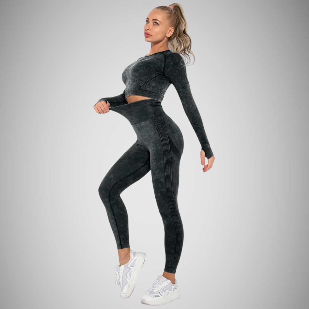 Legínovo Push-up čierny set marble Veľkosť: L
