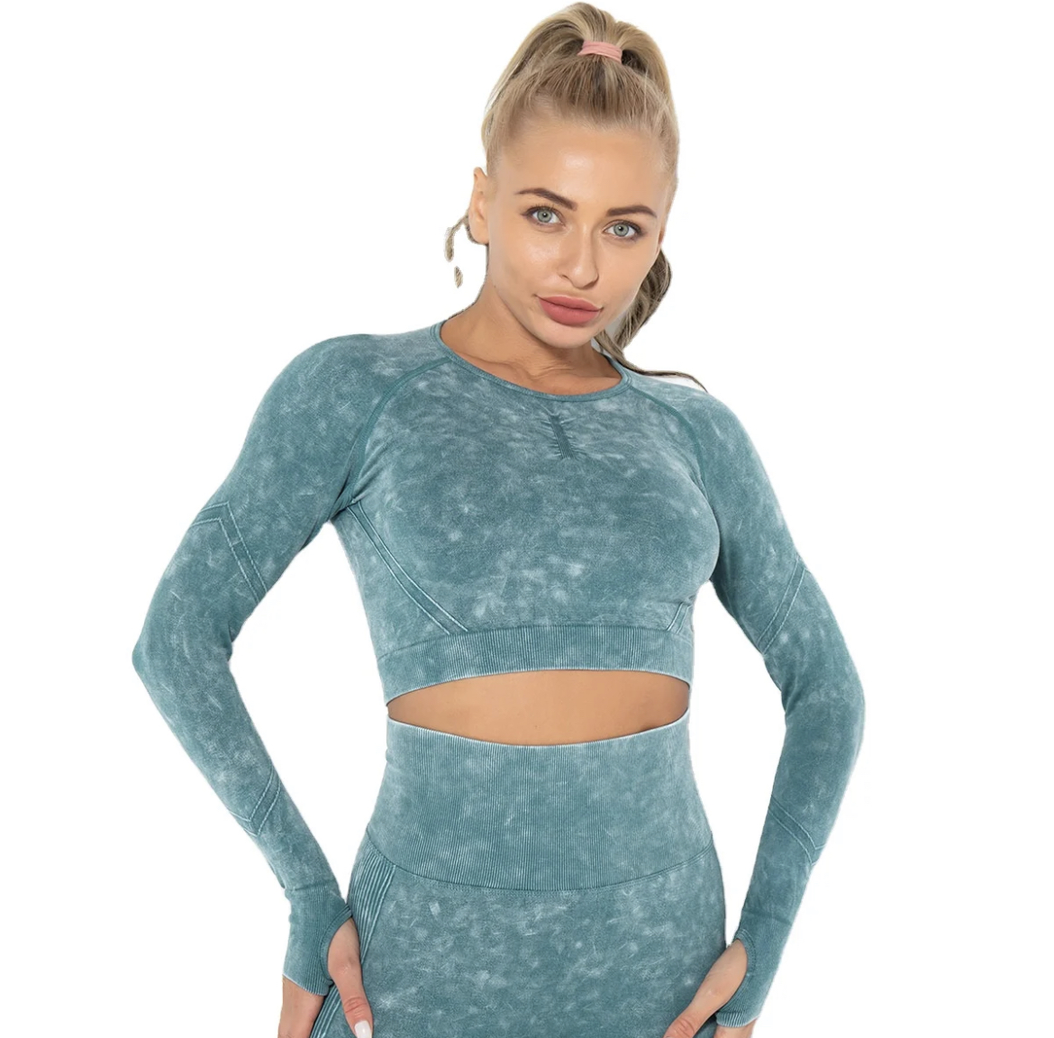 Legínovo Push-up green set marble Veľkosť: M