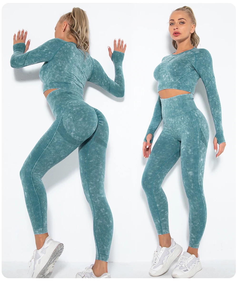 Legínovo Push-up green set marble Veľkosť: M