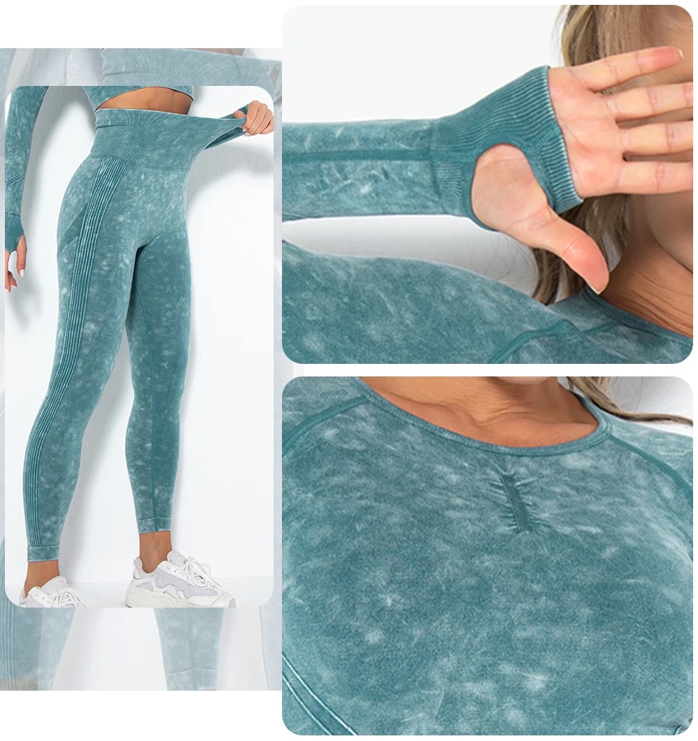 Legínovo Push-up green set marble Veľkosť: M