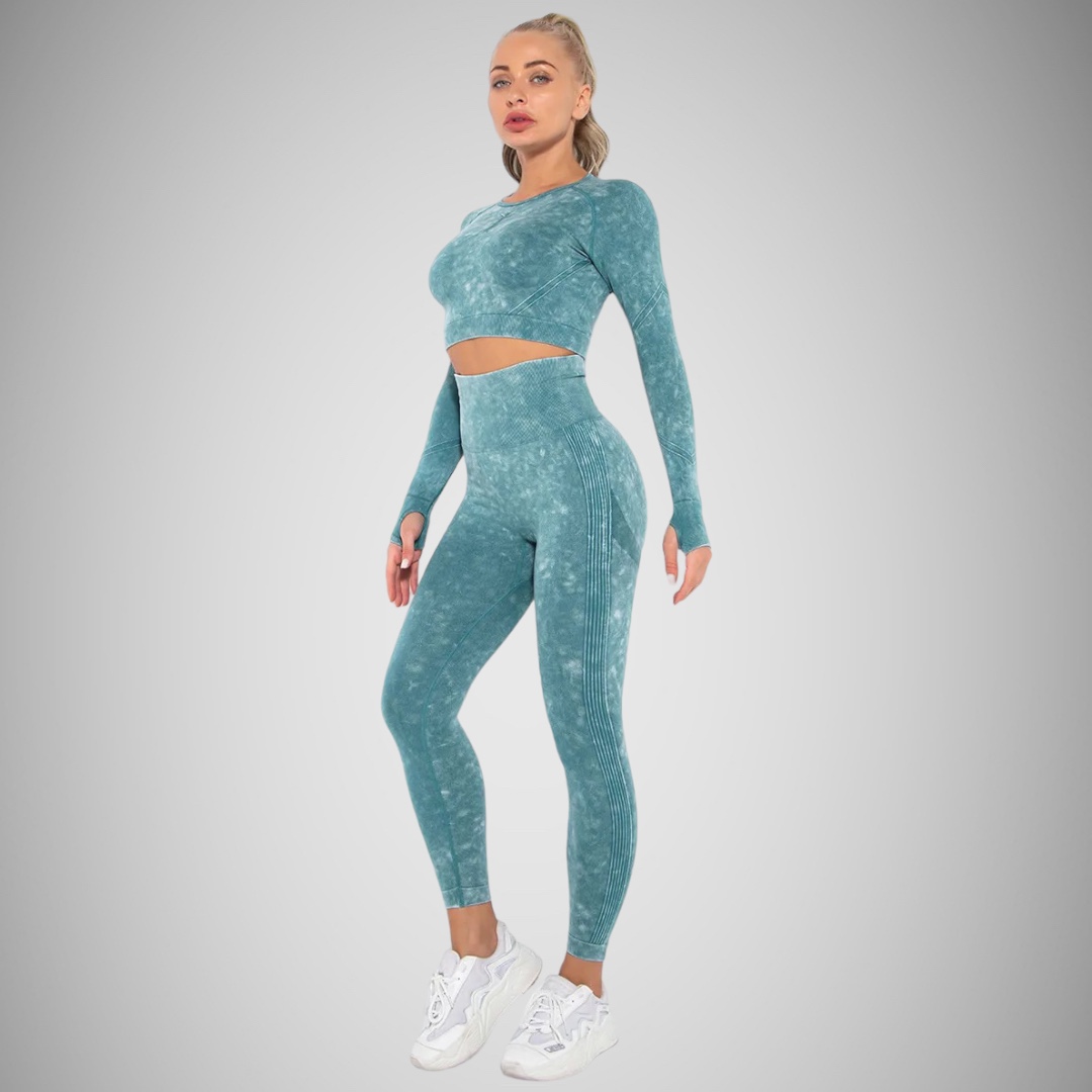 Legínovo Push-up green set marble Veľkosť: M