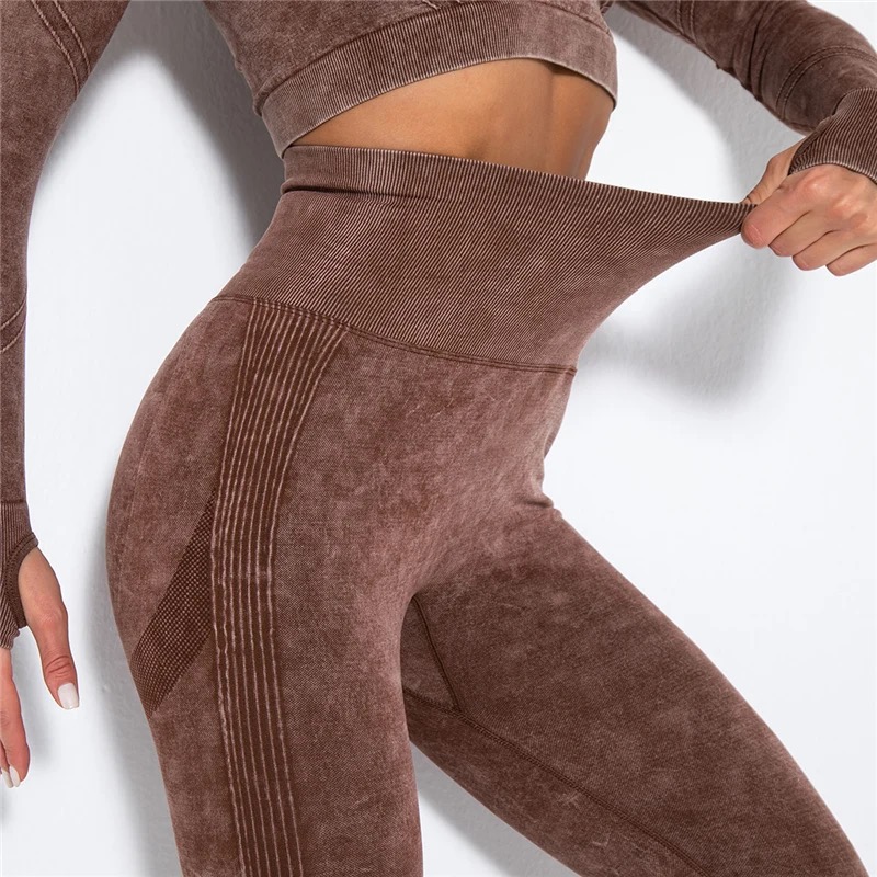 Legínovo Push-up hnedý set marble Veľkosť: S