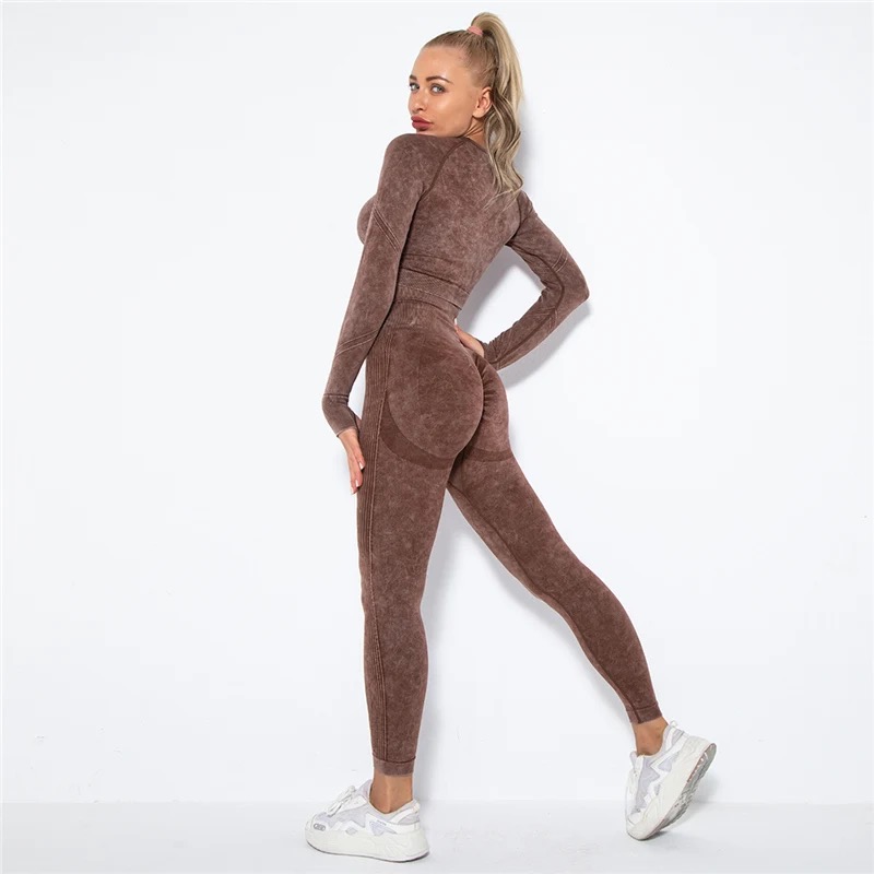 Legínovo Push-up hnedý set marble Veľkosť: S