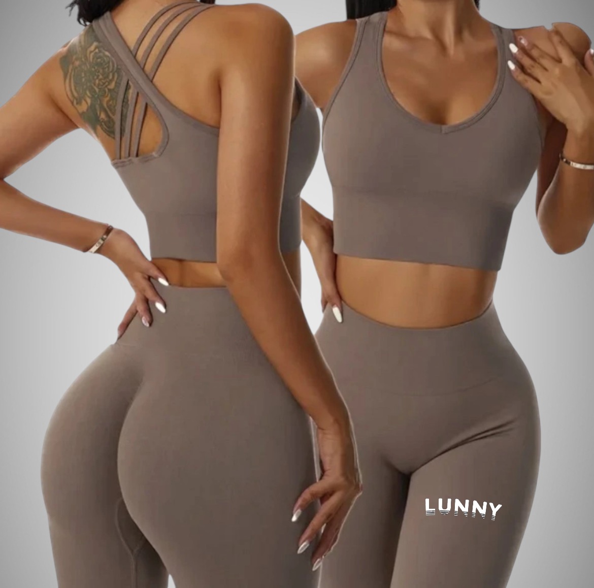 Legínovo Push-up fitness set Intense tmavo hnedý Veľkosť: S