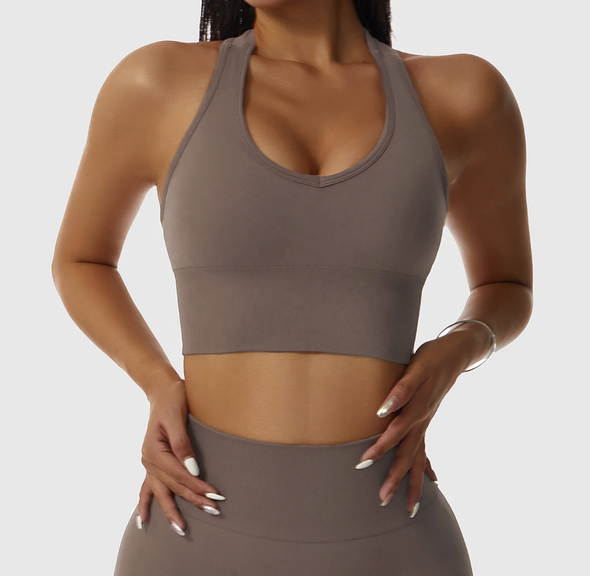 Legínovo Push-up fitness set Intense tmavo hnedý Veľkosť: S