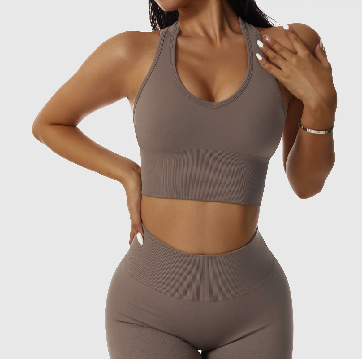 Legínovo Push-up fitness set Intense tmavo hnedý Veľkosť: S