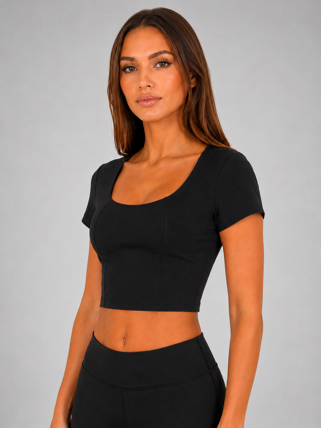 Legínovo Čierny crop top Veľkosť: M