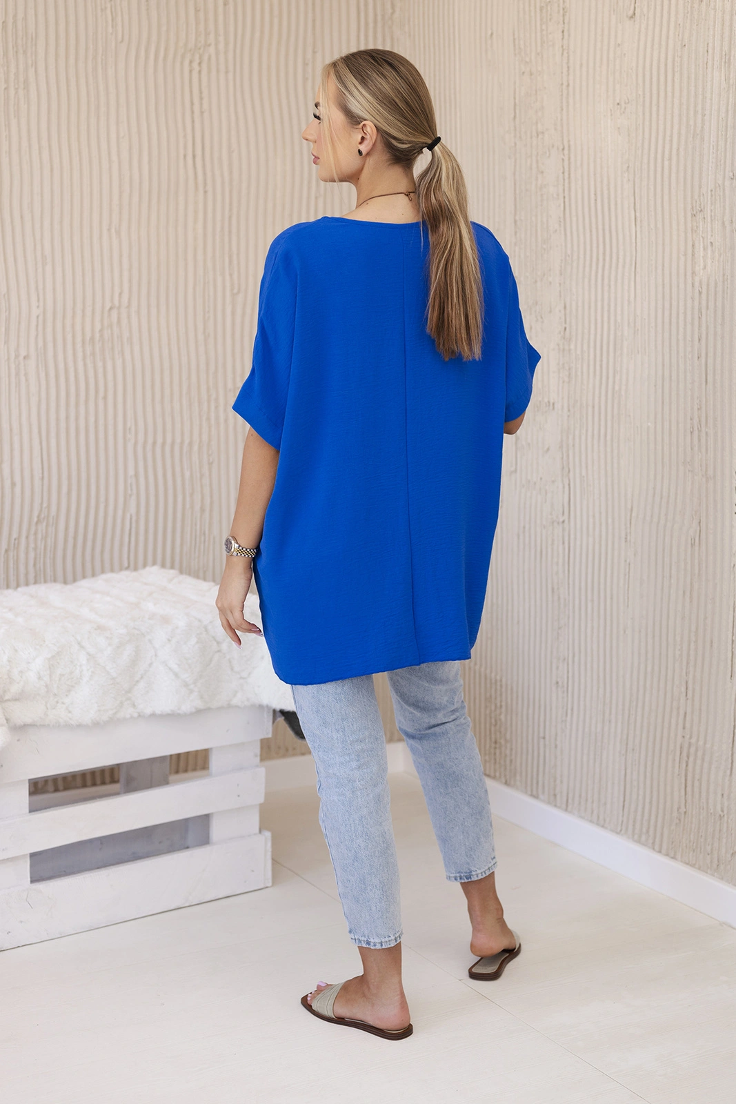 Legínovo Oversize blúzka s príveskom béžová Farba: Ružová, Veľkosť: UNI