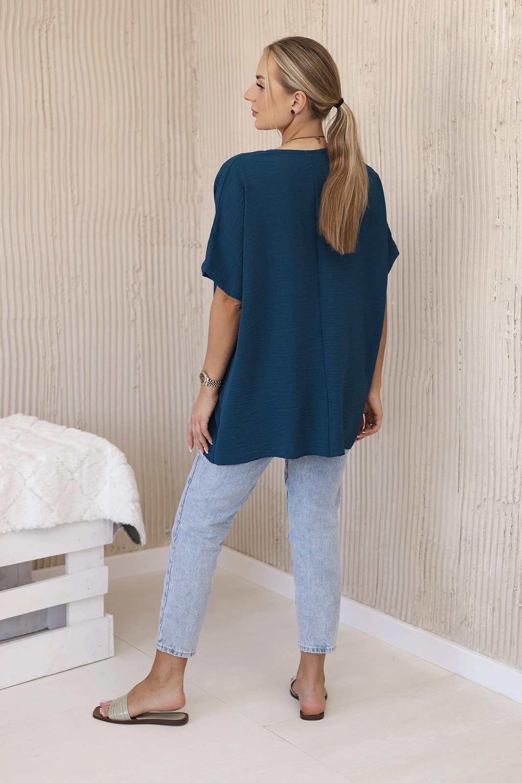 Legínovo Oversize blúzka s príveskom béžová Farba: Ružová, Veľkosť: UNI