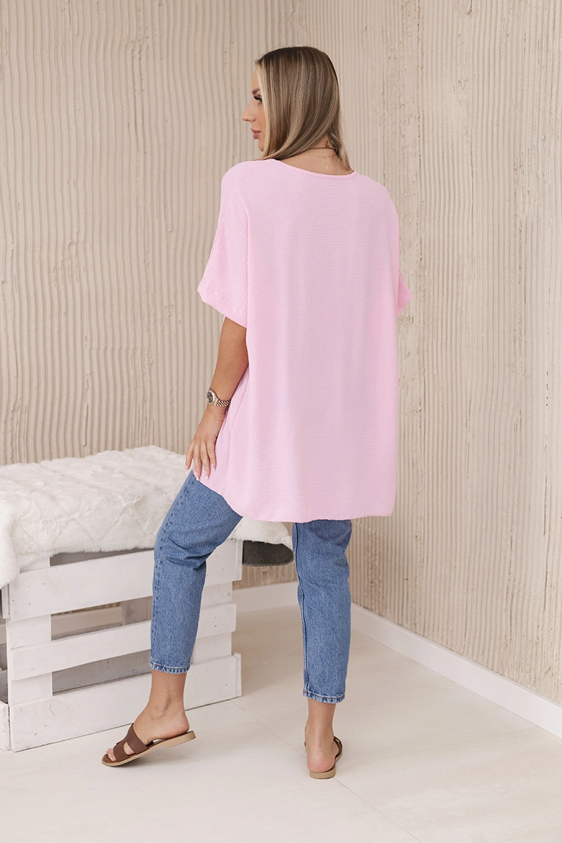 Legínovo Oversize blúzka s príveskom béžová Farba: Ružová, Veľkosť: UNI