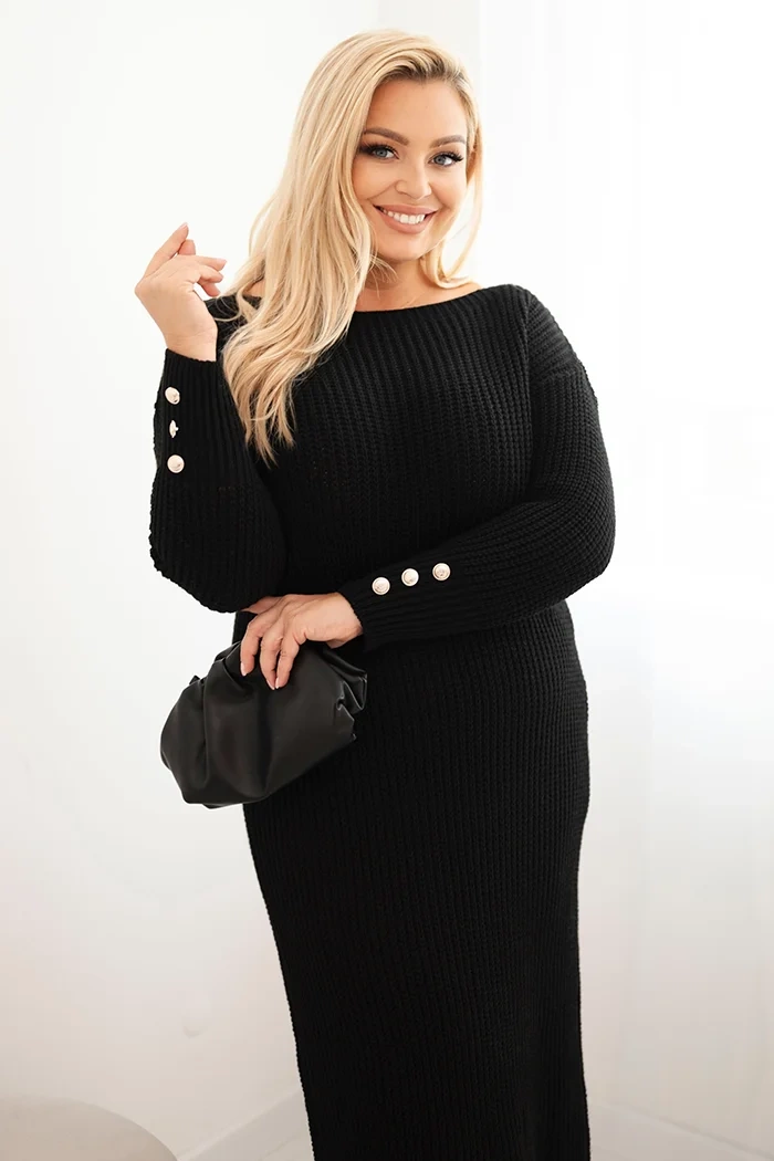 Legínovo Dámske svetríkové šaty Plus Size s mohérom sivé Farba: Hnedá, Veľkosť: UNI